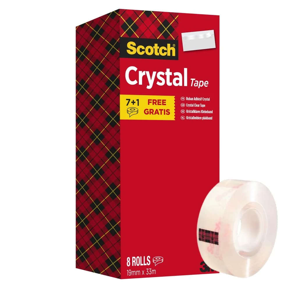 3M Scotch Crystal Klebeband Promotion, 8 Rollen 19 mm x 33 m