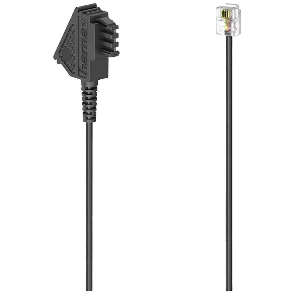 Hama Telefonkabel, TAE-F-Stecker - Modular-Stecker 6p4c, 10 m, Schwarz Telefonkabel