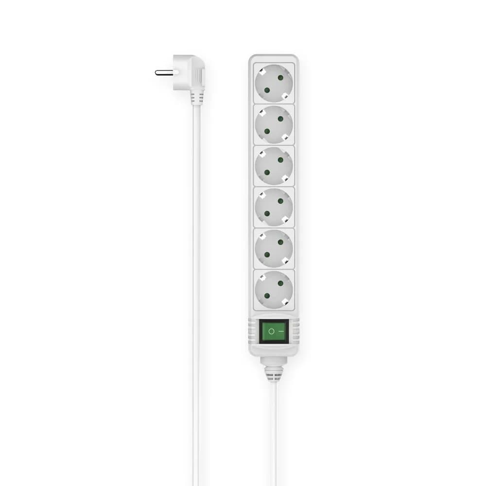 HAMA Steckdosenleiste mit Schalter, 6-fach, 1.4m, weiß