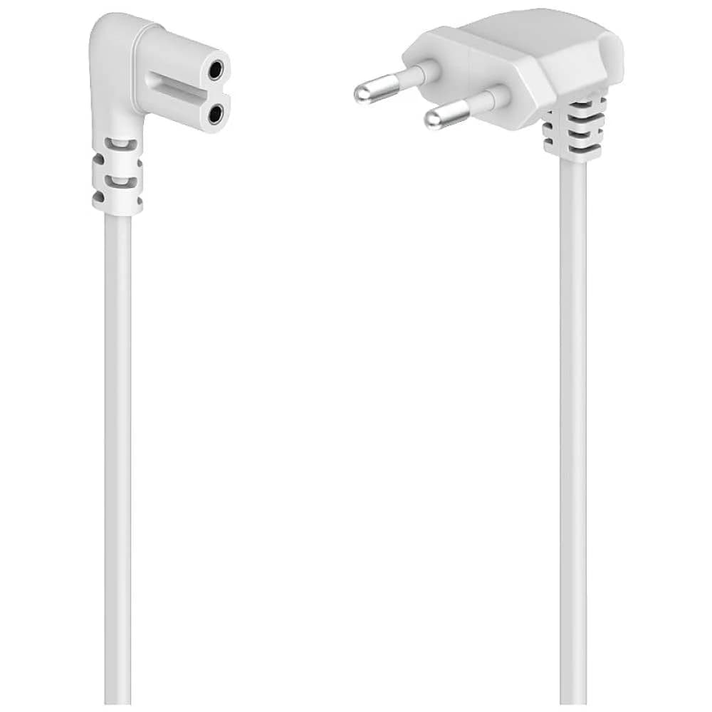 HAMA Euro-Netzkabel gewinkelt/gewinkelt, 1.5m weiß