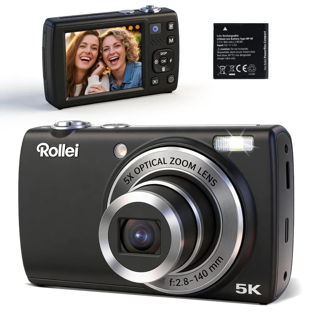 ROLLEI 10874 - Kompaktkamera 64 MP, 5K, 5x Zoom, Touch-Display