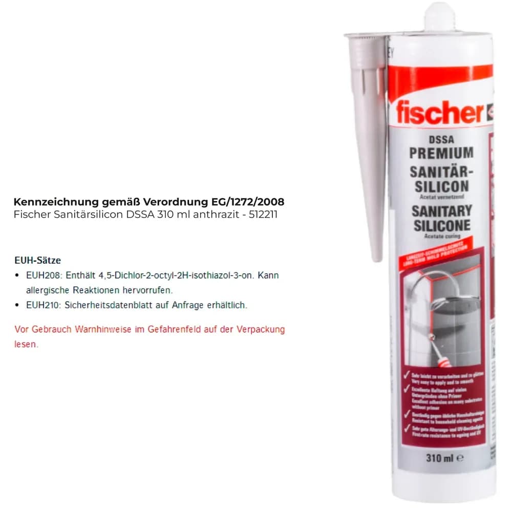 fischer Sanitärsilikon DSSA 310ml anthrazit