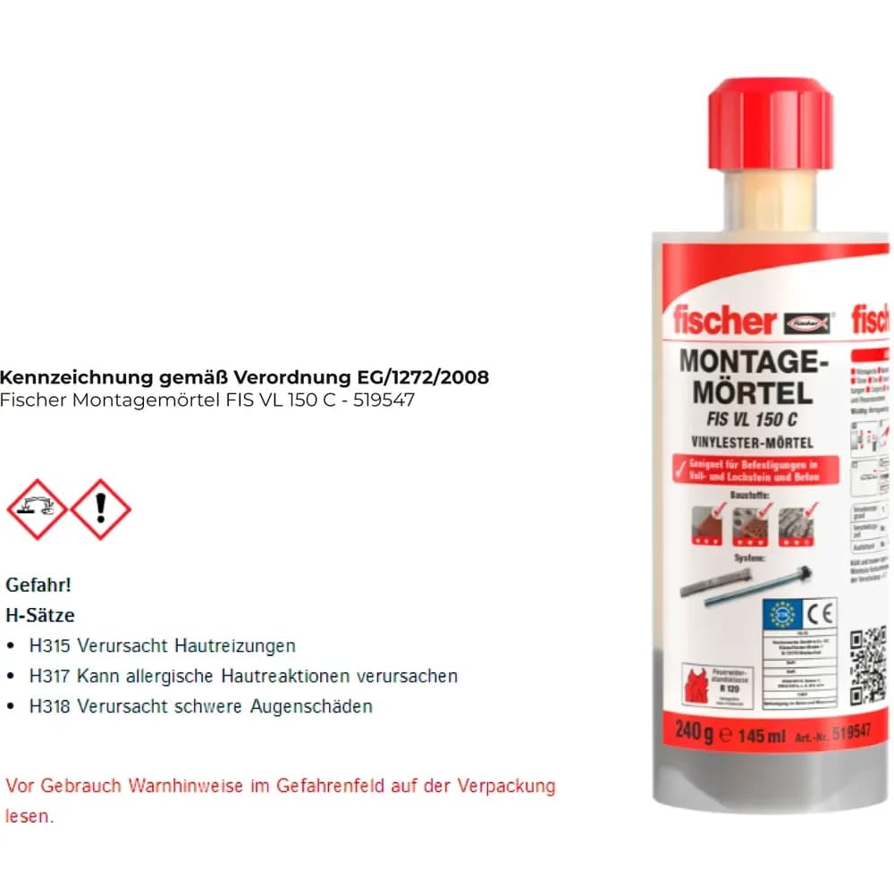 fischer Montagemörtel 150 C