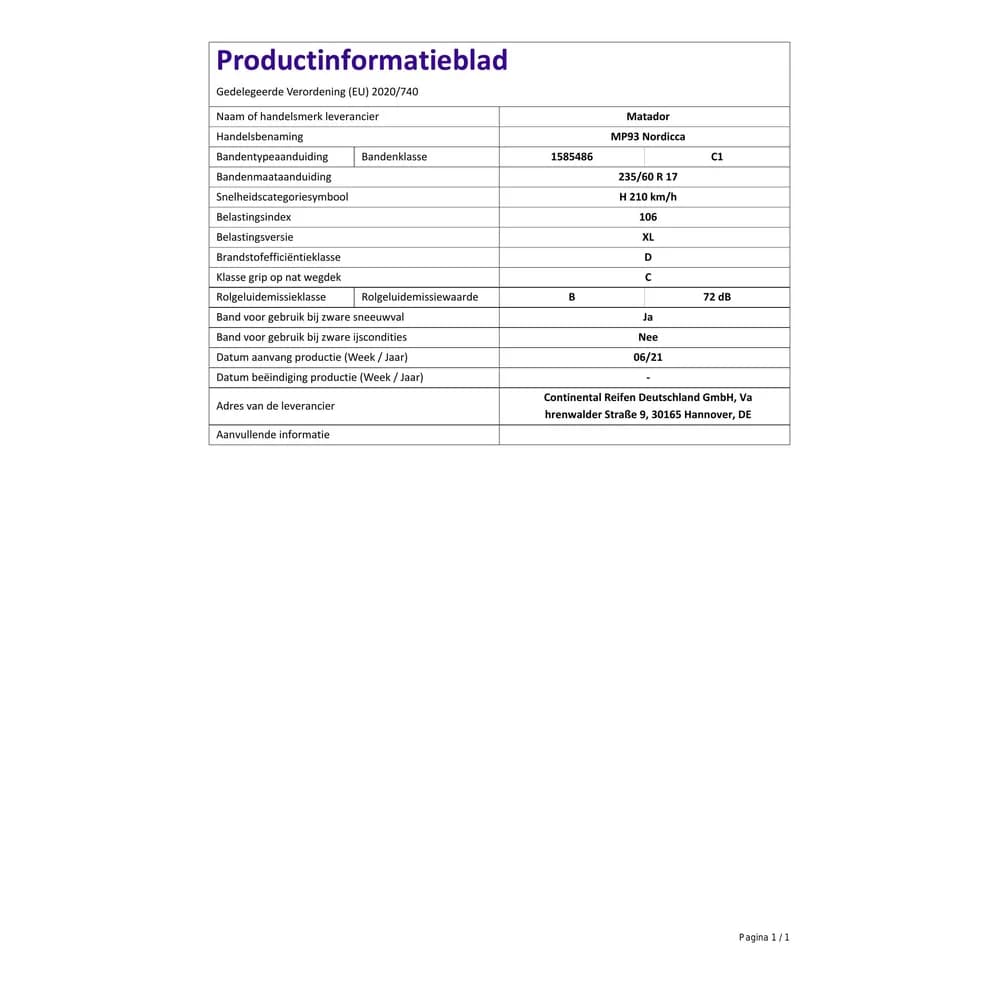 MATADOR Winterreifen 235/60 R17 106H XL EVc - MP93 Nordicca 15854860000
