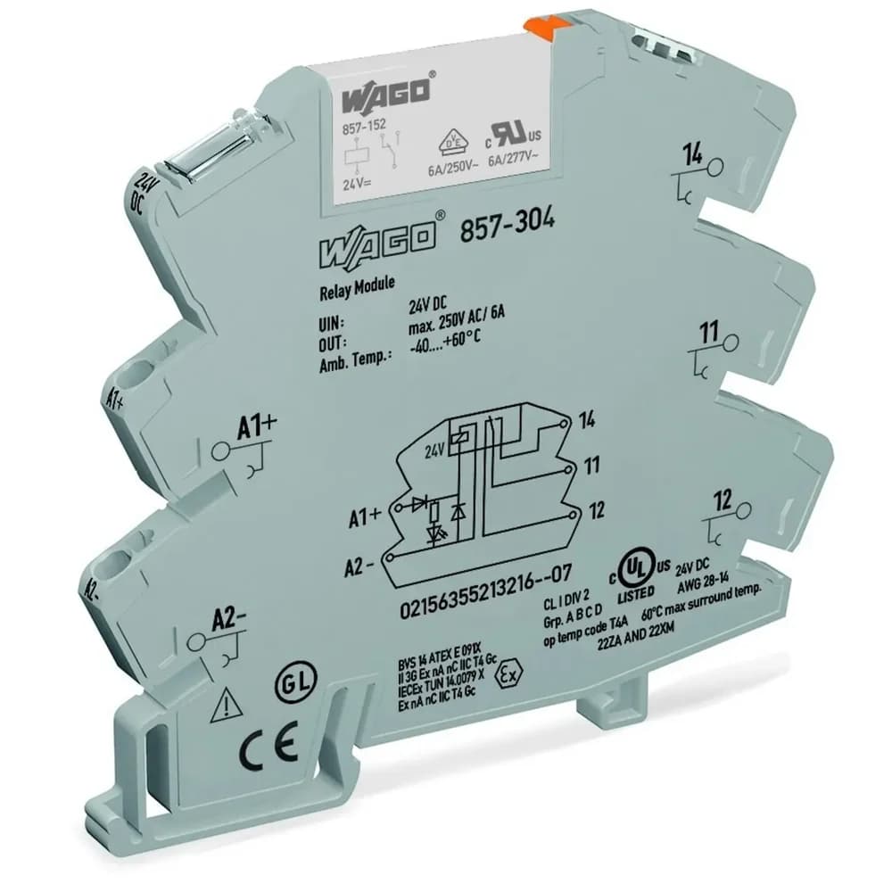 WAGO 857-304 Relaisbaustein steckbar 24 V DC 6 A