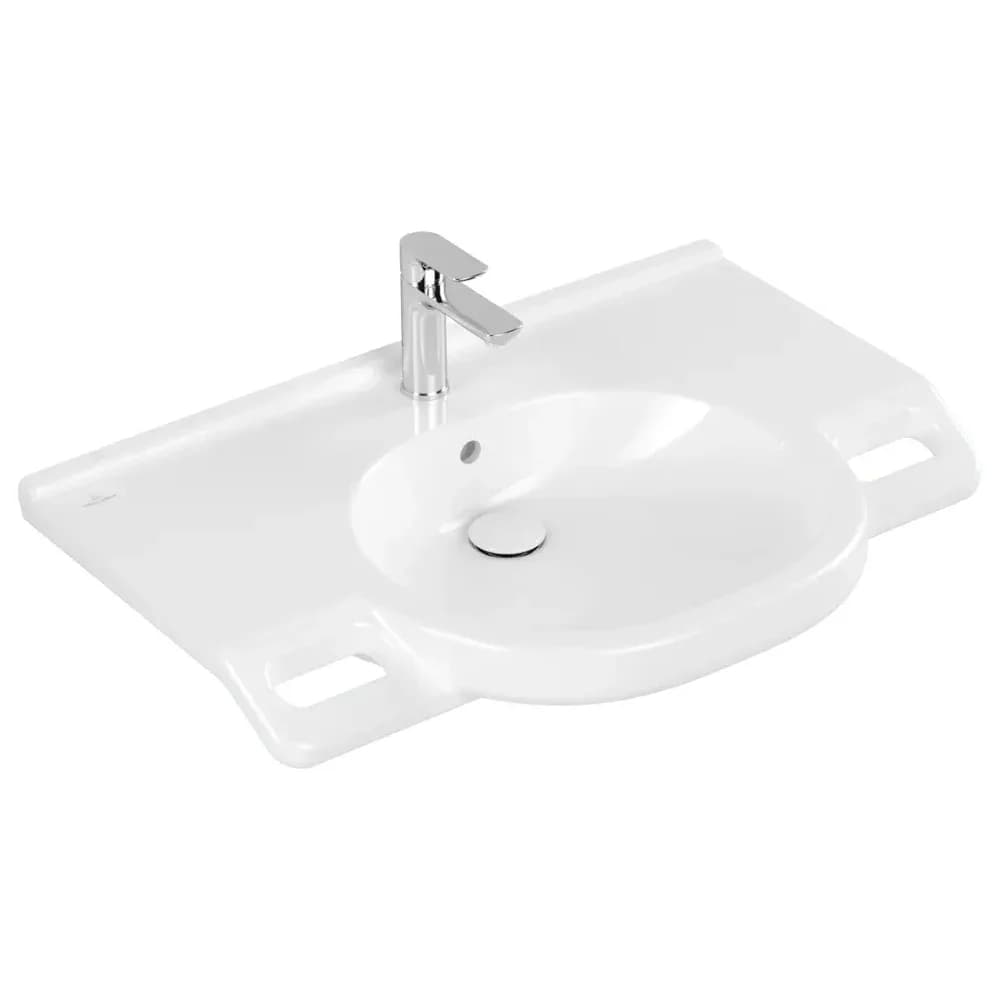 V&B Waschtisch VICARE 80x55cm, m Hahnloch, mit Überlauf, weiß