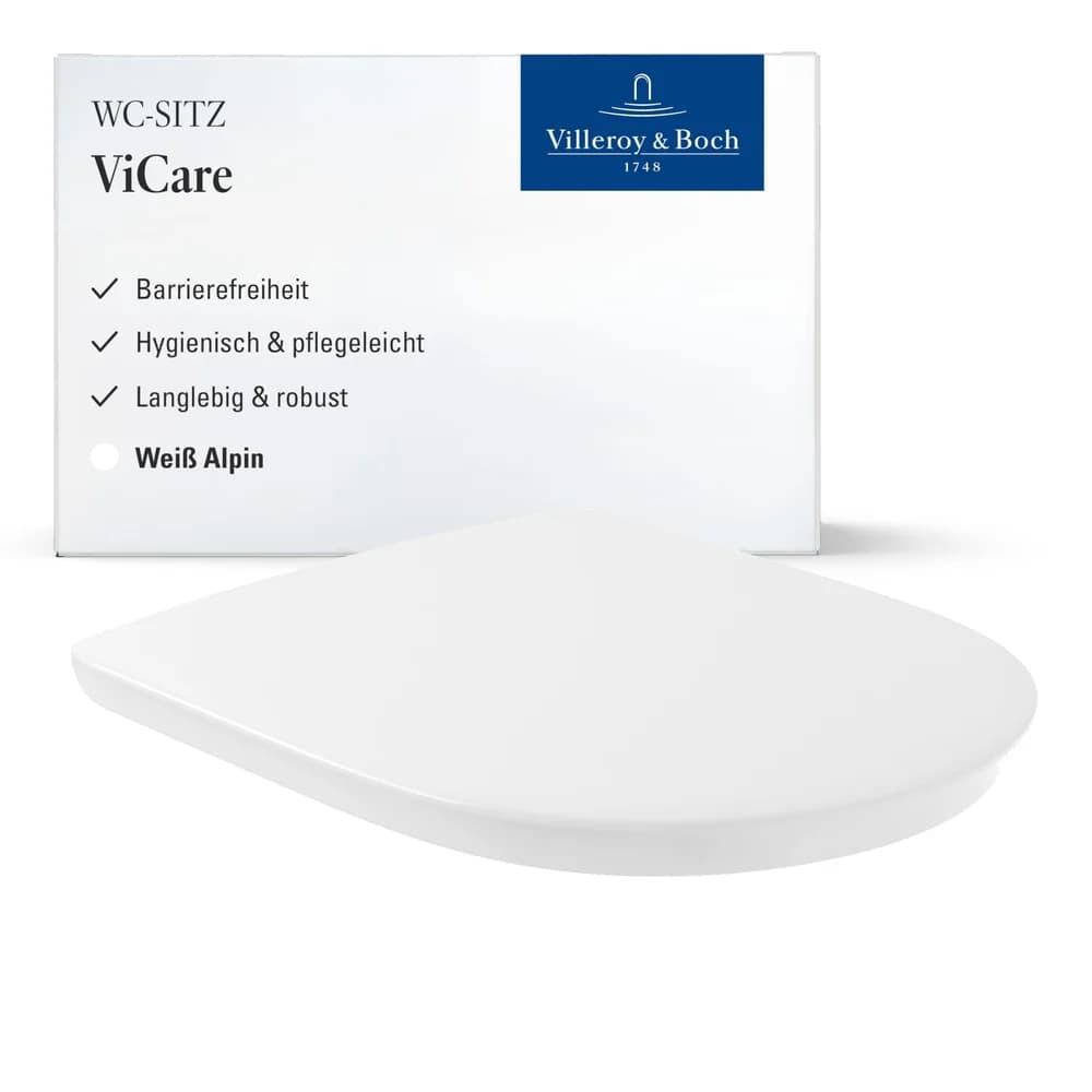 Villeroy & Boch Vicare WC-Sitz, Badkeramik, 9M676101, weiß alpin