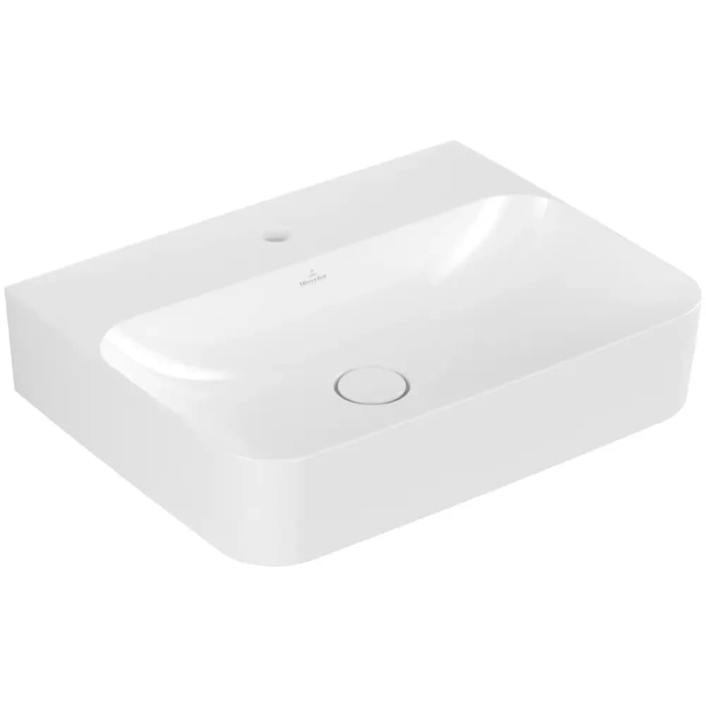 Villeroy & Boch Finion Waschtisch, ohne Überlauf, 1 Hahnloch, Unterseite geschliffen, 600x470mm, 41686LR1, Farbe: Weiß CeramicPlus