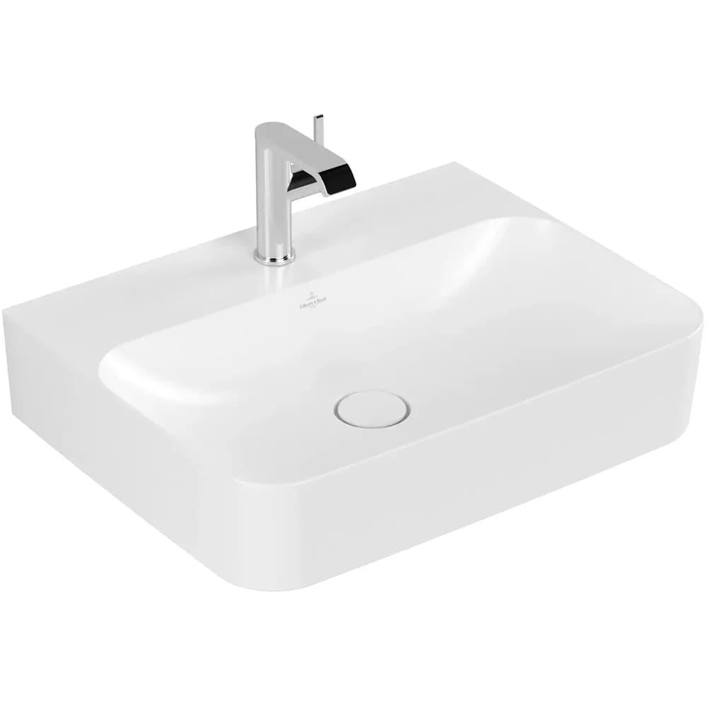 Villeroy & Boch Waschtisch Finion 4168 600x470mm, 1-Loch, ohne Überlauf Eckig US geschliffen Stone W 41686LRW
