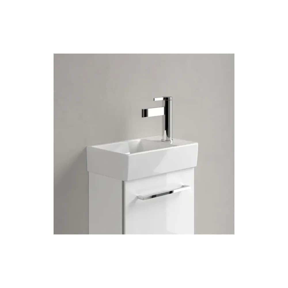 Villeroy & Boch Avento Handwaschbecken, Becken links, 1 Hahnloch, ohne Überlauf, 360x220mm, 43003L01, Farbe: Weiß