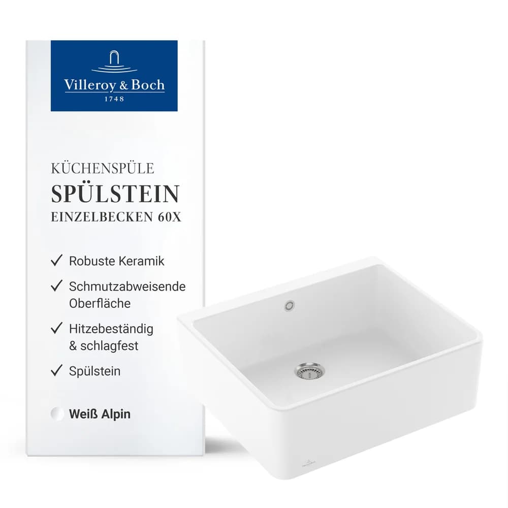Villeroy & Boch 636001R1 Spülstein 60 X 595x500mm Ablgarn. - Weiß