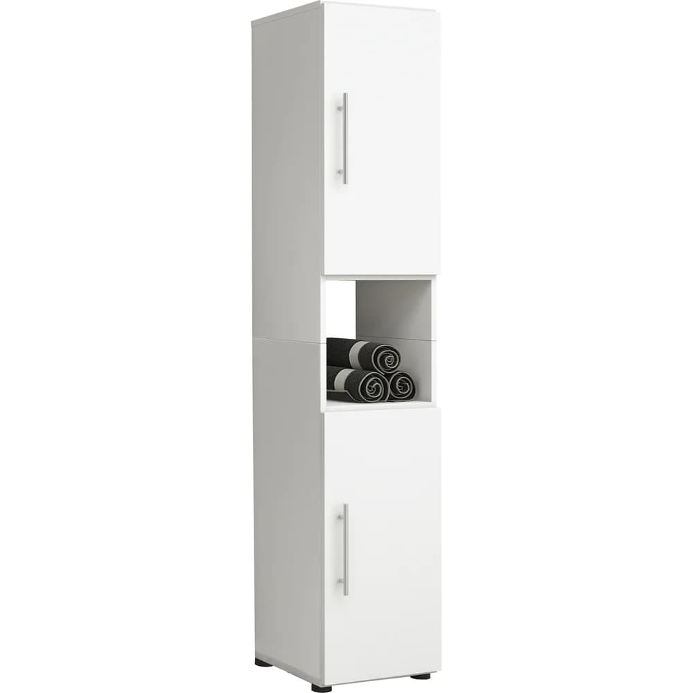 VCM Badmöbel Hochschrank Flandu Weiß H. 153 x B. 31 x T. 30 cm