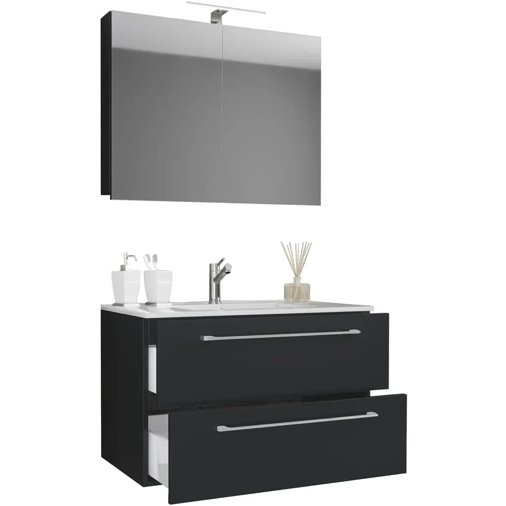 VCM Badmöbel Waschtisch Badinos Schwarz H. 111 x B. 60 x T. 46 cm