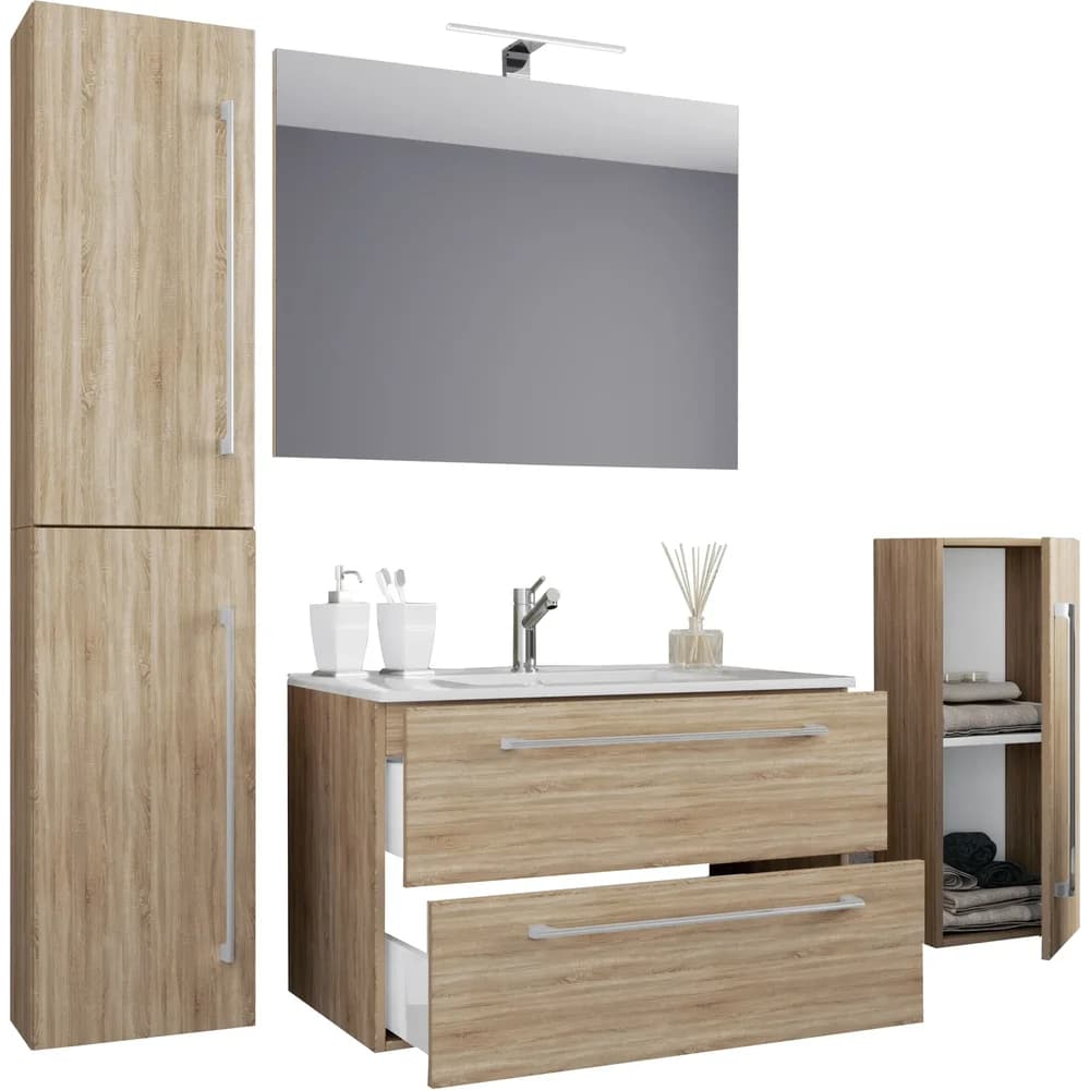 VCM Badmöbel Waschtisch Badinos Weiß H. 152 x B. 126 T. 46 cm