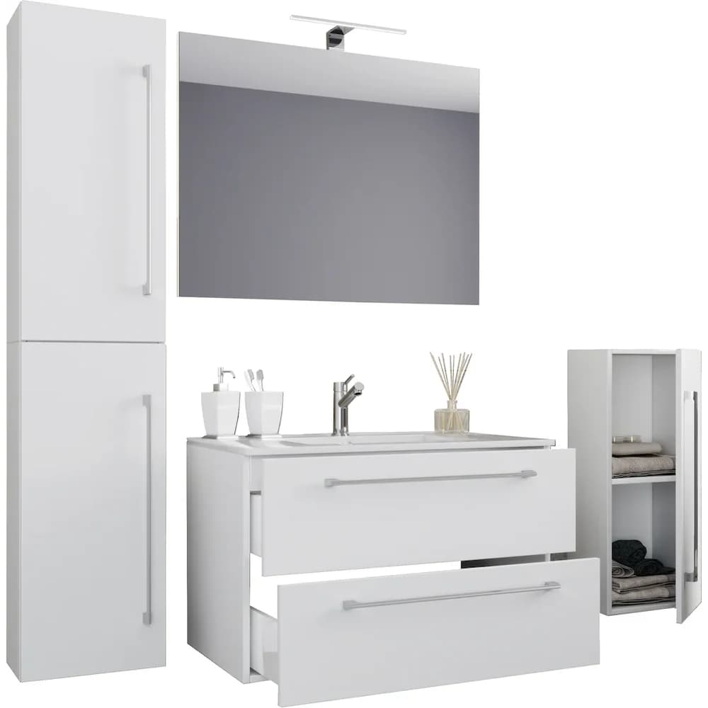 VCM Badmöbel Waschtisch Badinos Schwarz H. 152 x B. 126 T. 46 cm