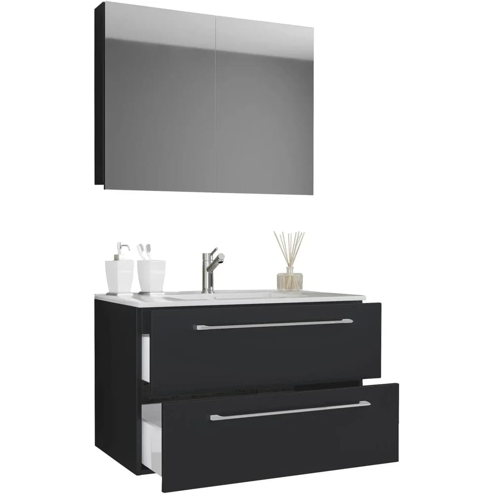 VCM Badmöbel Waschtisch Badinos Schwarz H. 109 x B. 60 x T. 46 cm
