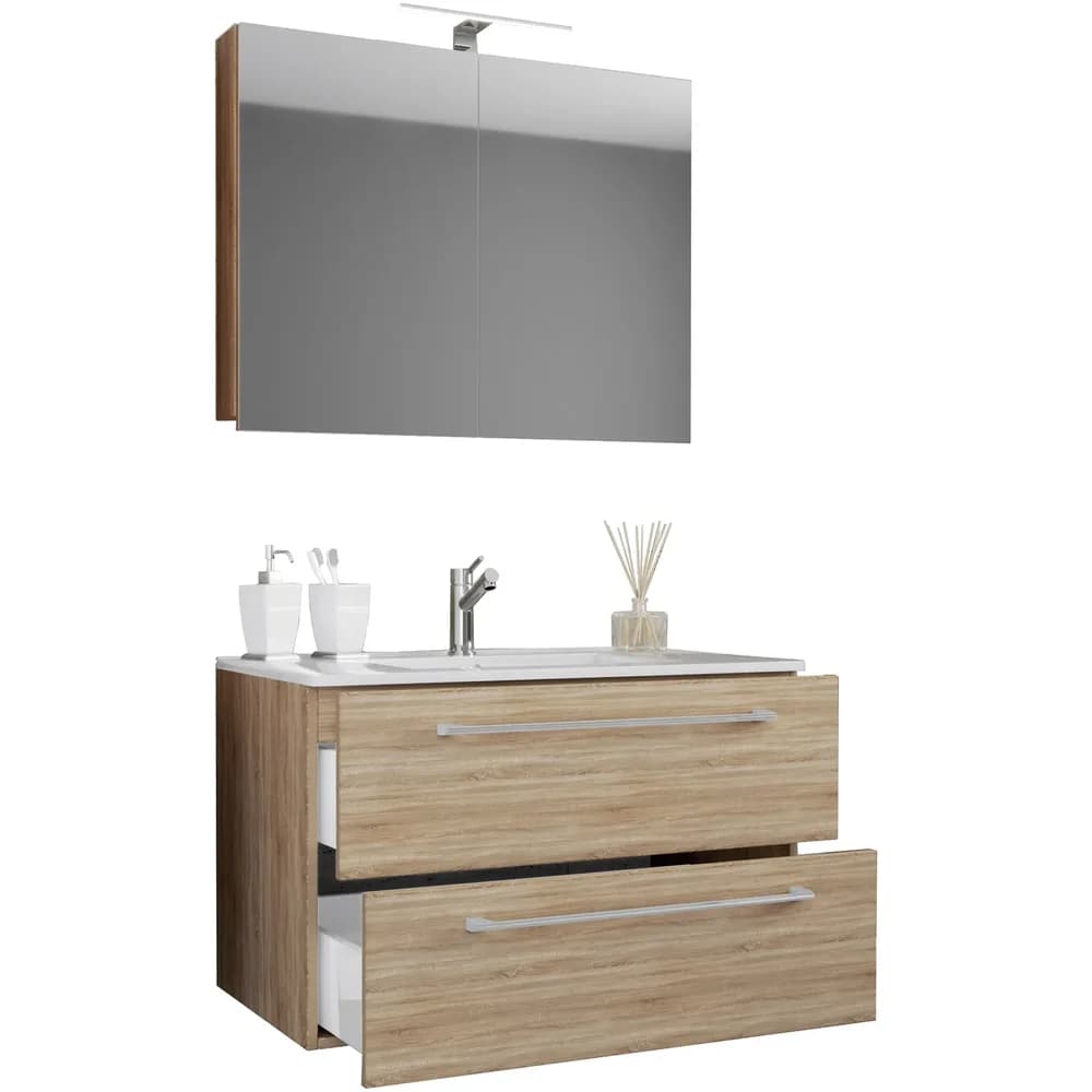 VCM Badmöbel Waschtisch Badinos Sonoma-Eiche (Sägerau) H. 109 x B. 60 x T. 46 cm
