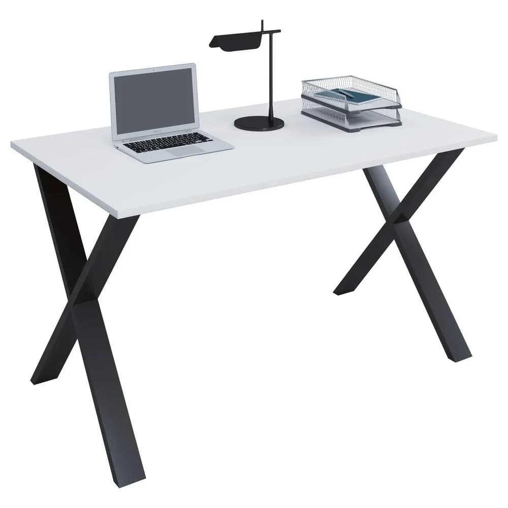 VCM Schreibtisch "Lona" 140x50 X-Fußgestell Weiß/Schwarz