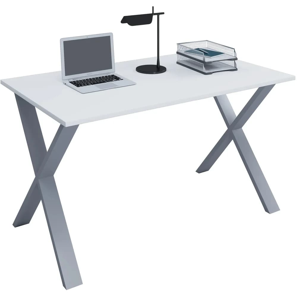 VCM Schreibtisch "Lona" 110x80 X-Fußgestell Weiß/Silber