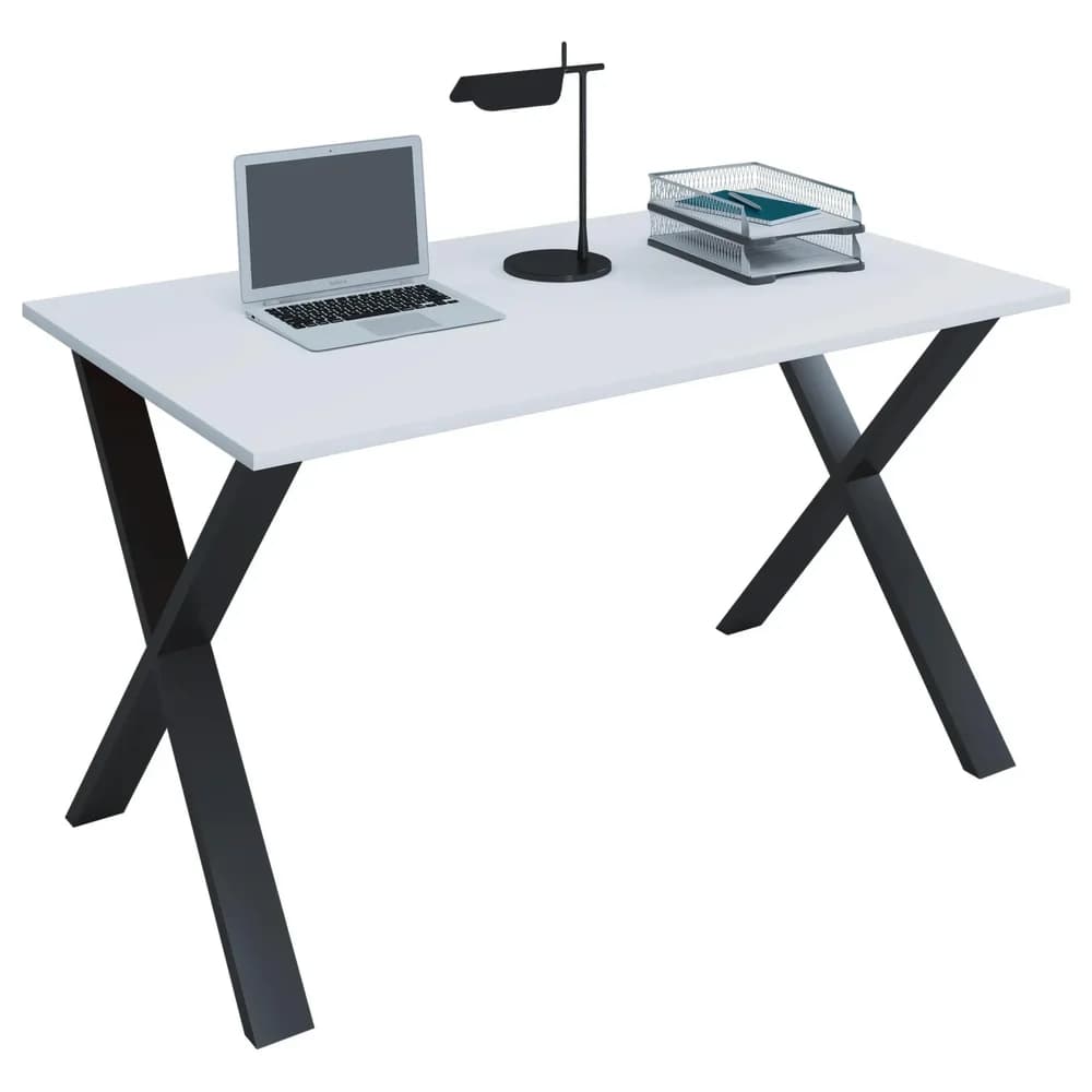 VCM Schreibtisch "Lona" 110x80 X-Fußgestell Weiß/Schwarz