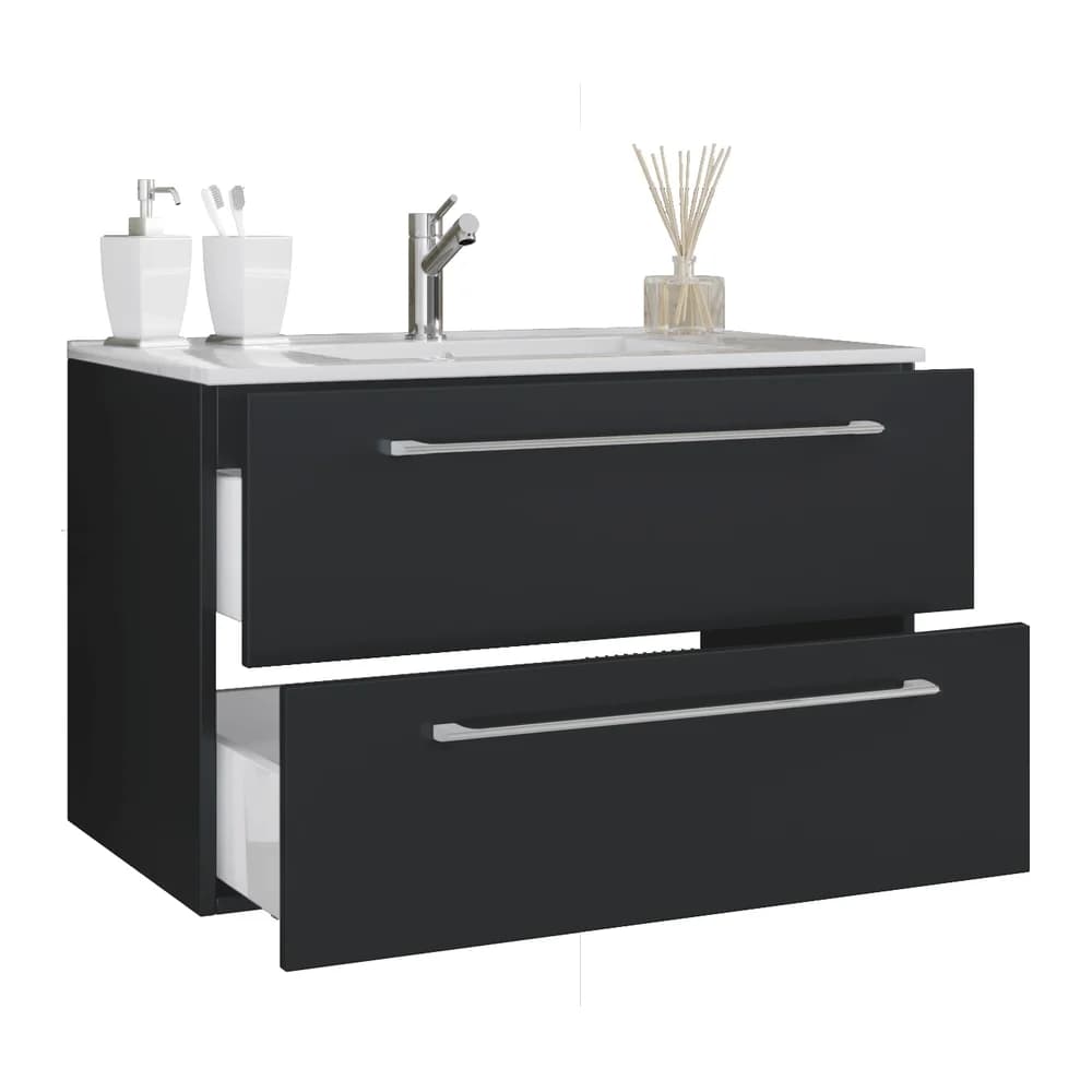 VCM Badmöbel Waschtisch Badinos Schwarz H. 52 x B. 60 x T. 46 cm