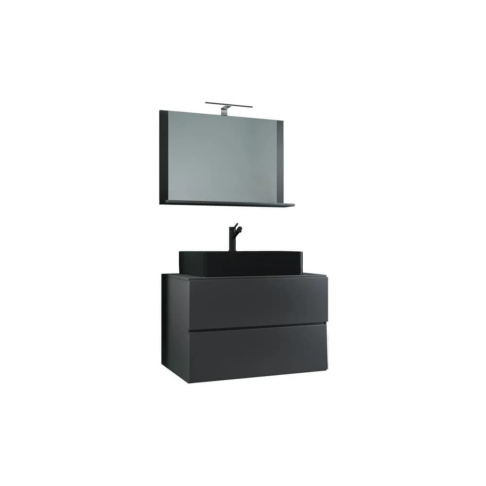 VCM Badmöbel Waschtisch Lendas Anthrazit H. 134 x B. 80 x T. 51 cm