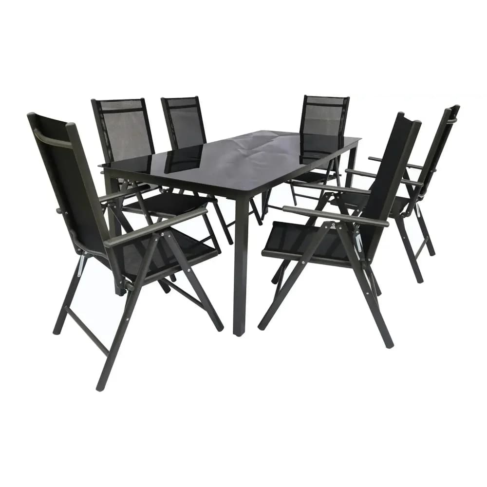 VCM Gartenmöbel-Set Miami Anthrazit H. 76 x B. 189 x T. 90 cm