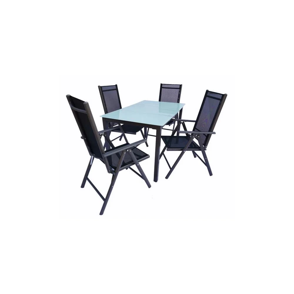 Gartenmöbel 5er-Set , schwarz , Maße (cm): B: 140 H: 73