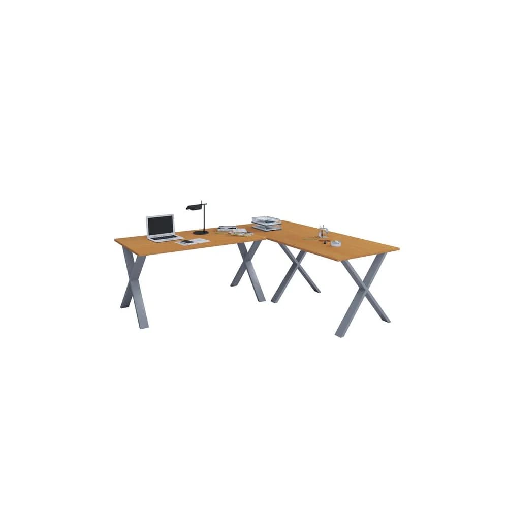 VCM Schreibtisch Lona Silber / Buche H. 76 x B. 190 x T. 130 cm