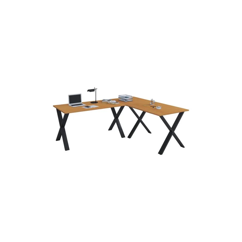 VCM Schreibtisch Lona Schwarz / Buche H. 76 x B. 190 x T. 130 cm