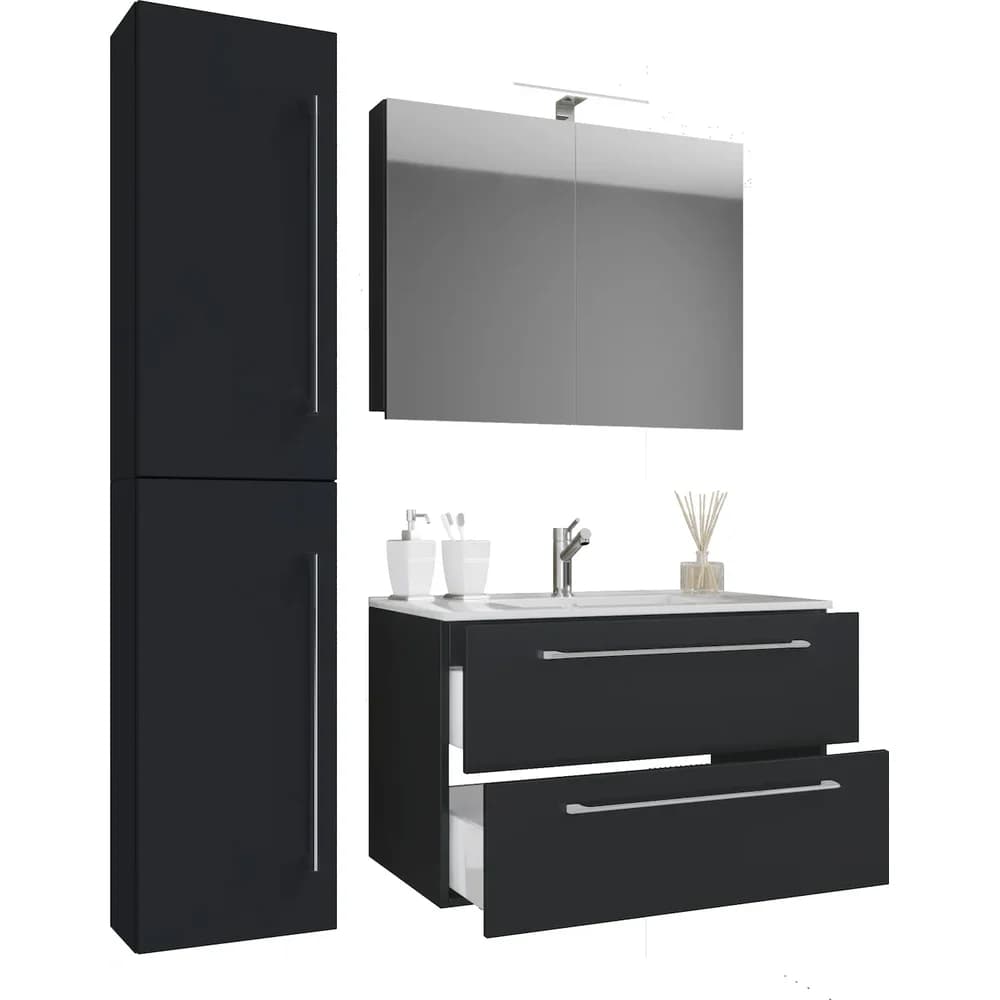 VCM Badmöbel Waschtisch Badinos Schwarz H. 151 x B. 93 x T. 46 cm