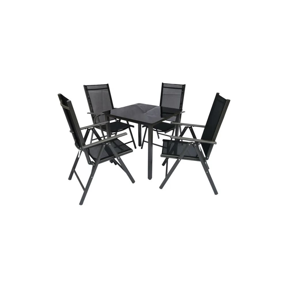 VCM Gartenmöbel-Set Miami Anthrazit H. 105 x B. 80 x T. 80 cm
