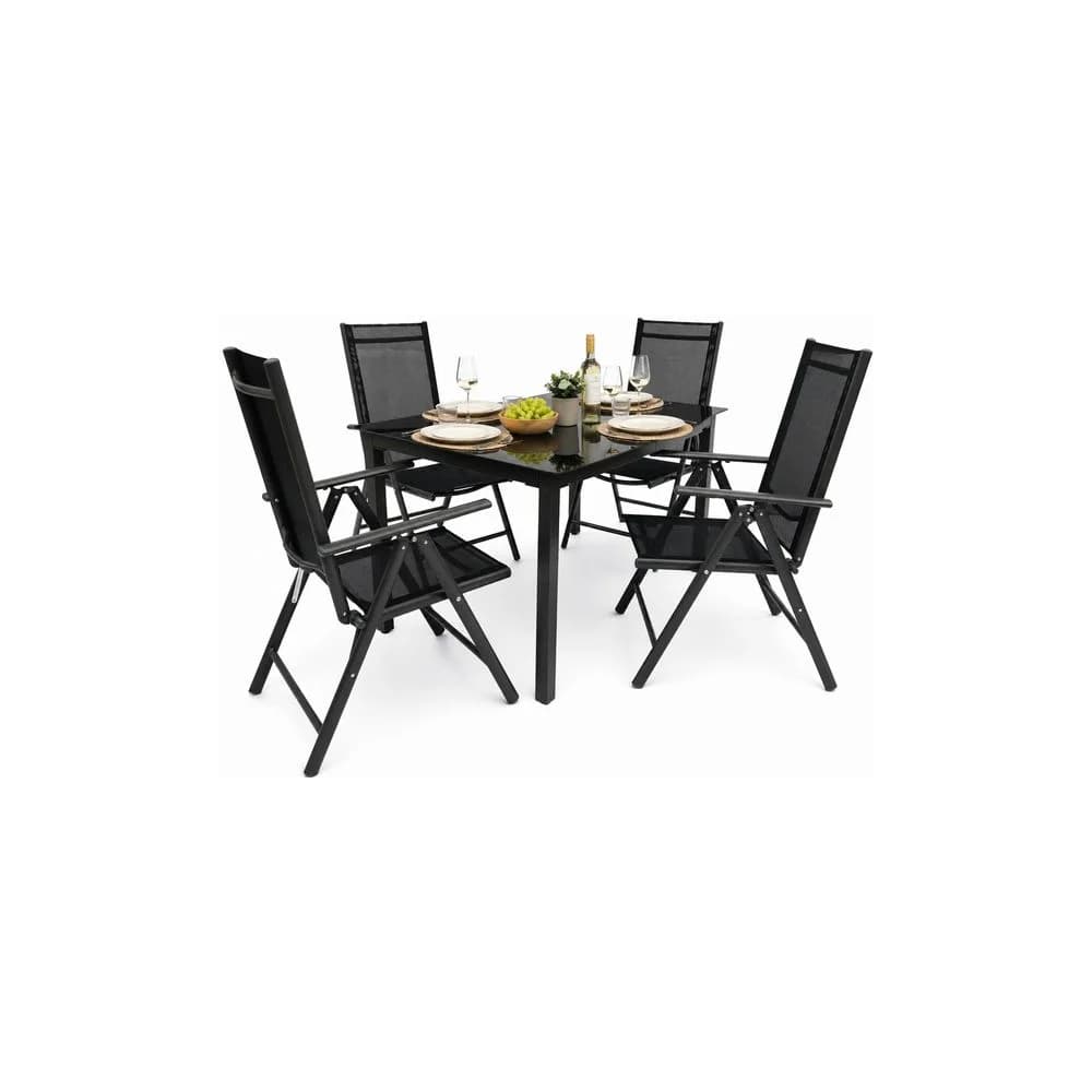 VCM Gartenmöbel-Set Miami Anthrazit H. 105 x B. 140 x T. 80 cm