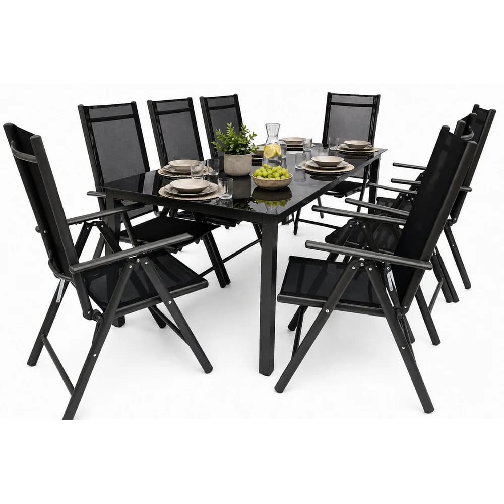 VCM Gartenmöbel-Set Miami Anthrazit H. 105 x B. 189 x T. 90 cm