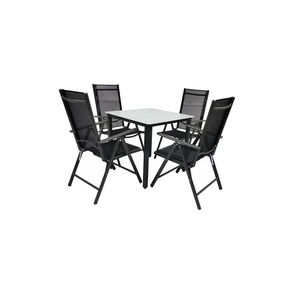 VCM Gartenmöbel-Set Miami Anthrazit H. 105 x B. 80 x T. 80 cm