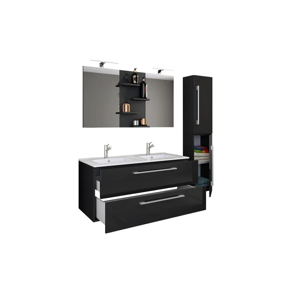 VCM Badmöbel Waschtisch Budasi Schwarz H. 150 x B. 145 x T. 46 cm