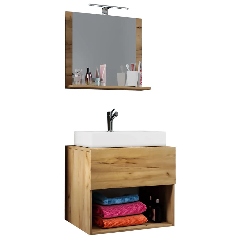VCM Badmöbel Waschtisch Lendas Honig-Eiche H. 107 x B. 60 x T. 52 cm