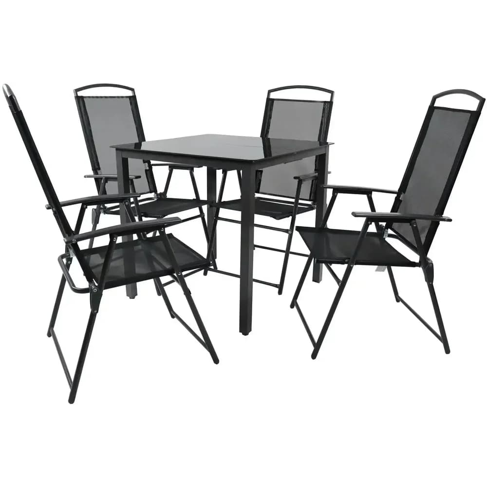 Gartenmöbel 5er-Set , schwarz , Maße (cm): B: 80 H: 76