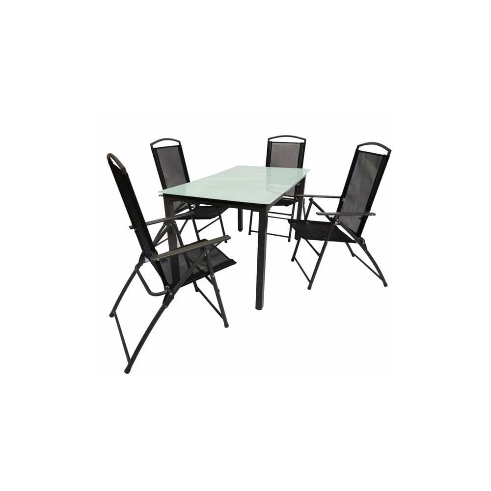 Gartenmöbel 5er-Set , schwarz , Maße (cm): B: 140 H: 76