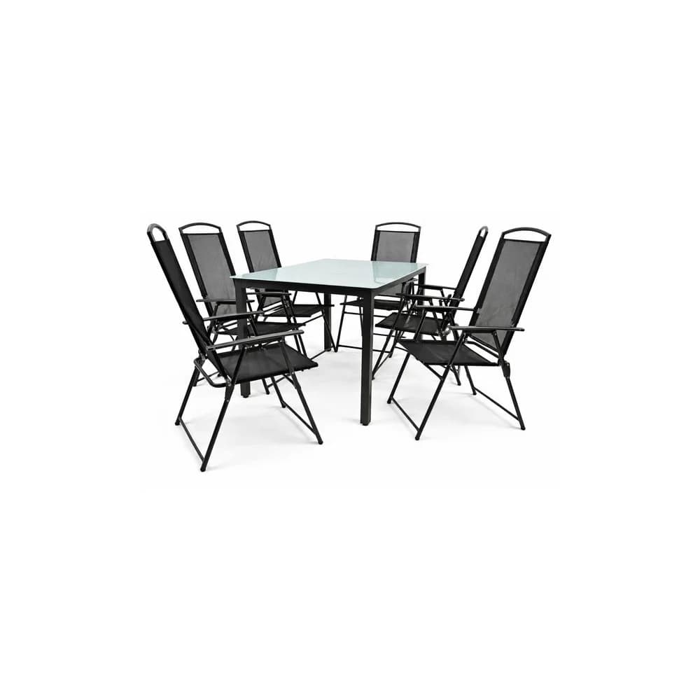 Gartenmöbel 7er-Set , schwarz , Maße (cm): B: 140 H: 76