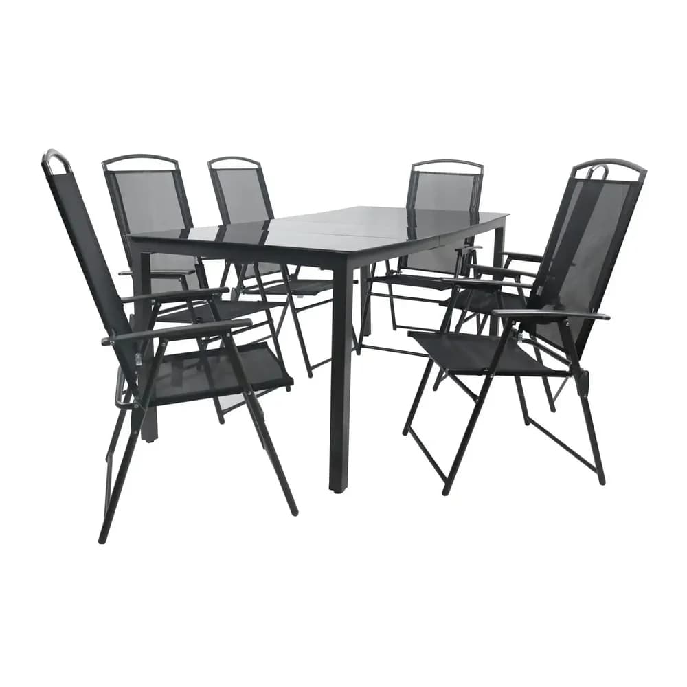 VCM Gartenmöbel-Set Garlos Schwarz H. 105 x B. 189 x T. 90 cm
