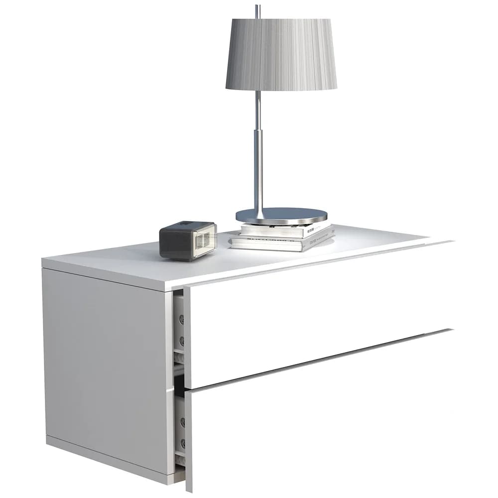 VCM Nachttisch Usal Weiß H. 30 x B. 60 x T. 32 cm