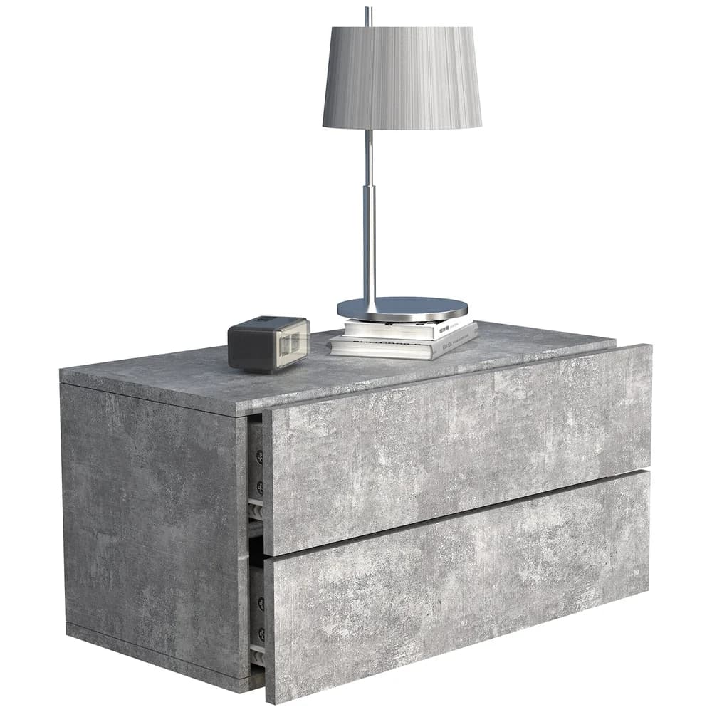 VCM Nachttisch Usal Beton-Grau H. 30 x B. 60 x T. 32 cm