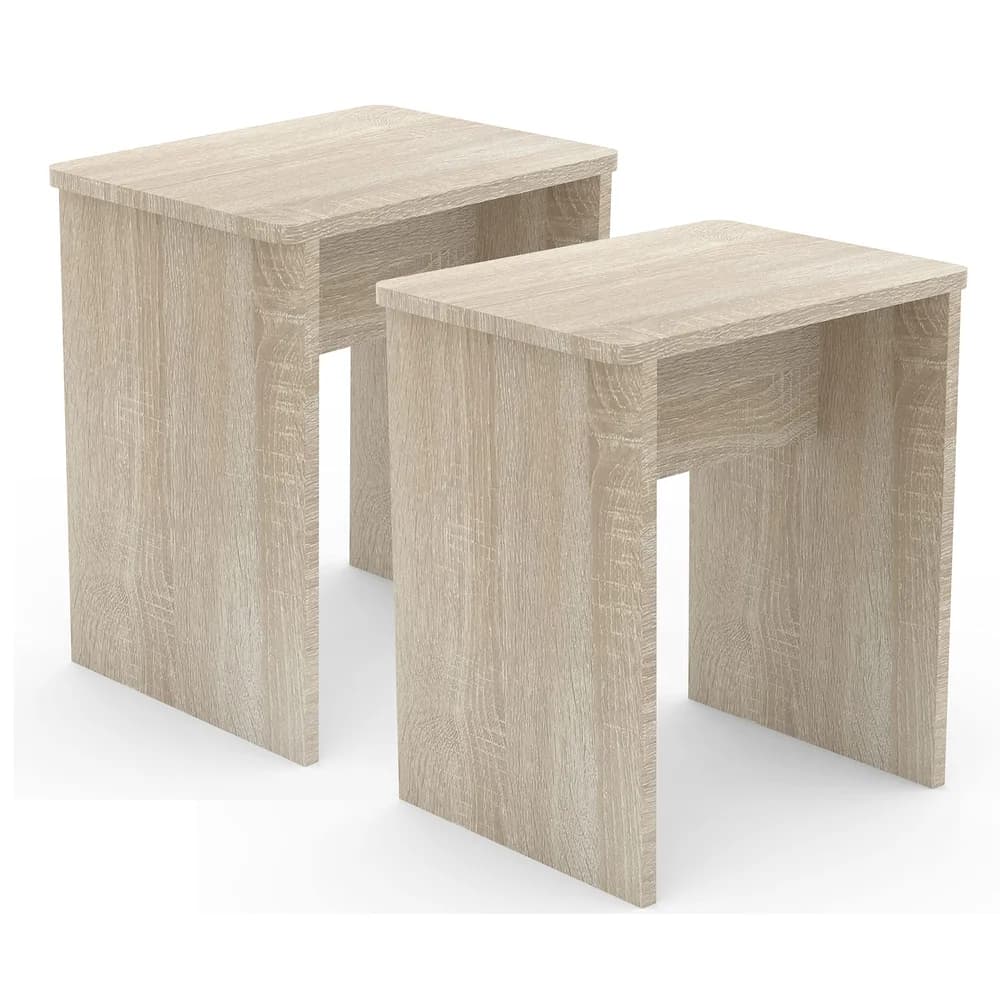 VCM 2er Set Hocker "Esal" Sonoma-Eiche
