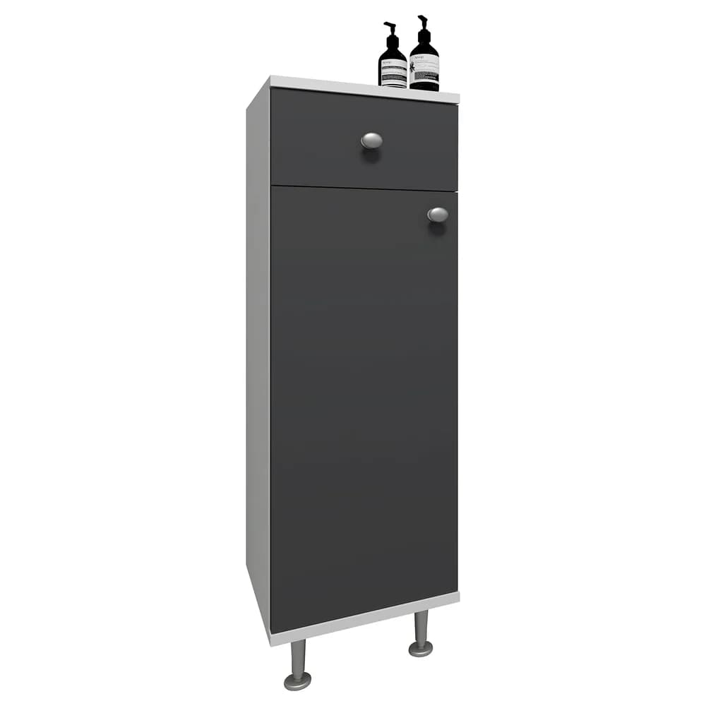 VCM Badmöbel Midischrank Nilosi Weiß / Anthrazit H. 95 x B. 30 x T. 30 cm