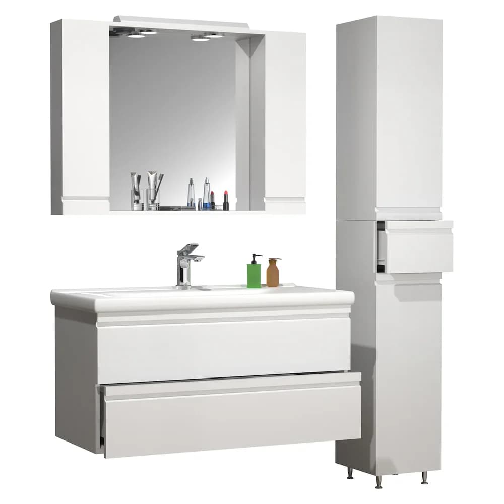 VCM Badmöbel Waschtisch Silora Weiß H. 180 x B. 130 x T. 46 cm