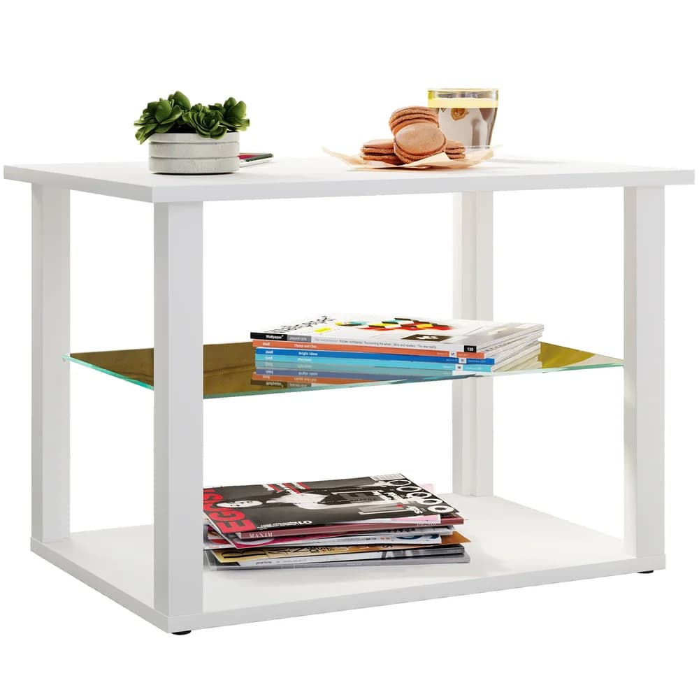 VCM Beistelltisch & Couchtisch Wanilo Weiß H. 45 x B. 65 x T. 45 cm