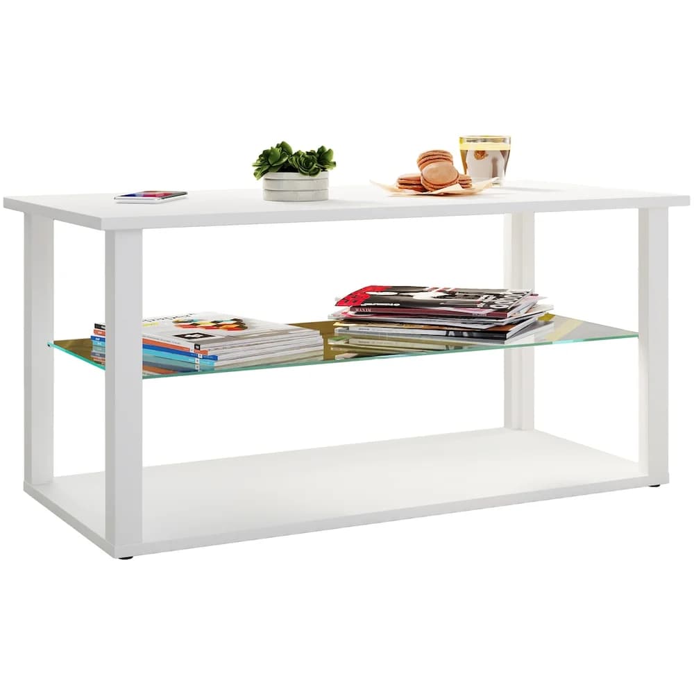 VCM Beistelltisch & Couchtisch Wanilo Weiß H. 45 x B. 95 x T. 45 cm