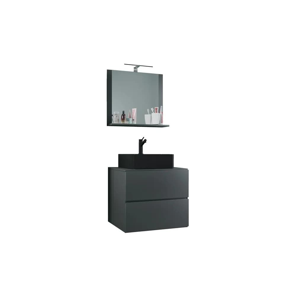 VCM Badmöbel Waschtisch Lendas Anthrazit H. 124 x B. 60 x T. 52 cm