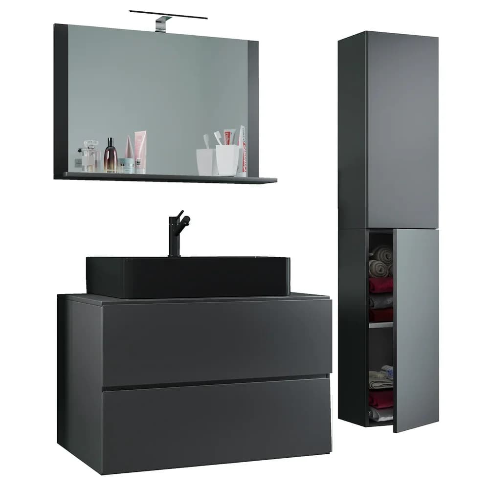 VCM Badmöbel Waschtisch Lendas Anthrazit H. 150 x B. 114 x T. 52 cm